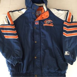 Vintage Chicago Bears Starter Pro Line Jacket Coat with Hood Size Large